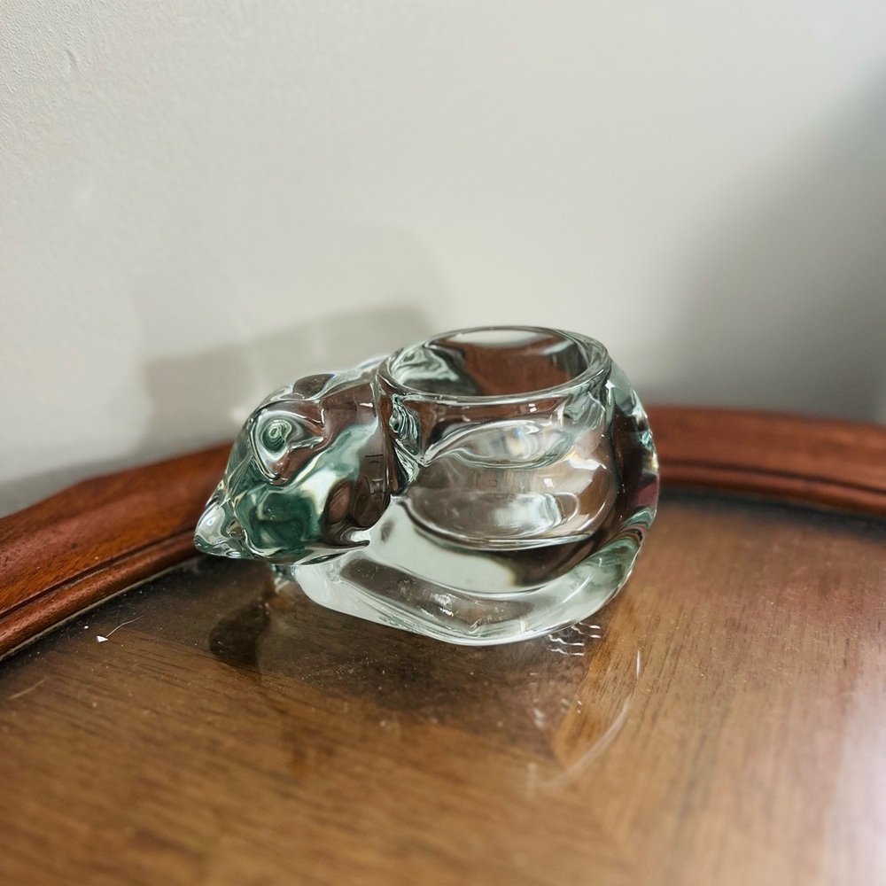 Meowy Christmas Sleepy Cat Glass Candle Holder